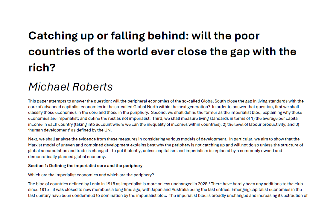 Michael Roberts-Catching up or falling behind
